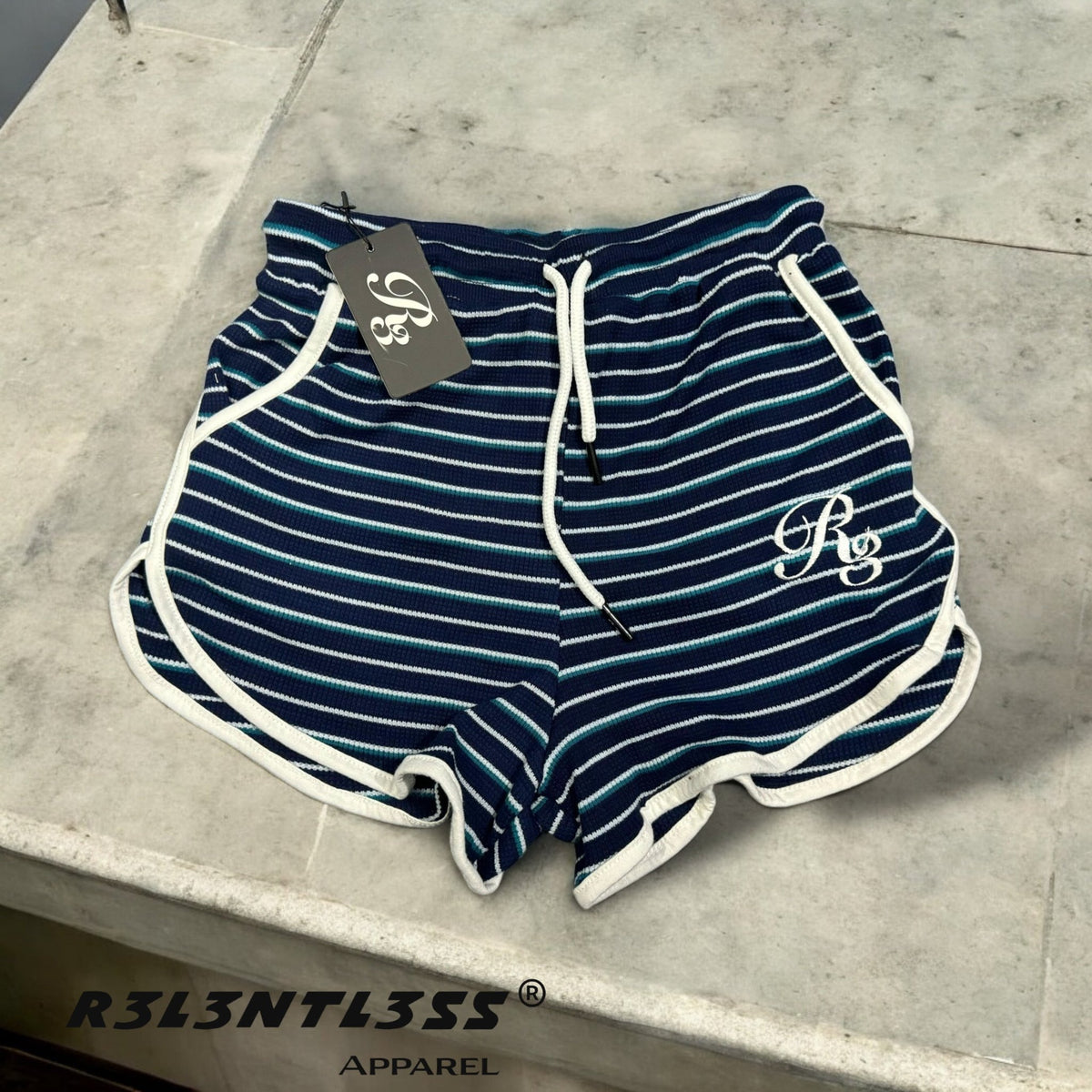 Women's Chosen One Thermal Yoga Shorts Blue Waves Color Front View
